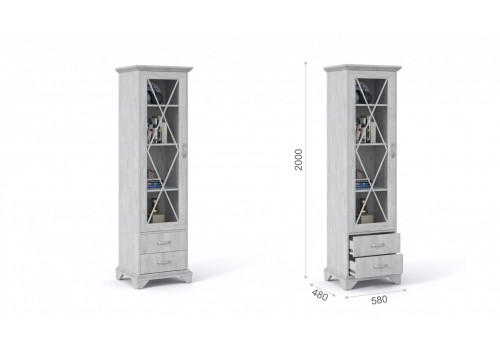                                   Система Лорена Пенал-Витрина 1д2ящ Бетон Паин белый