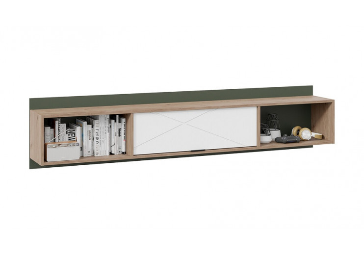 Шкаф навесной «Лео» - ТД-410.12.21 Гикори джексон/Белый матовый/Дымчатый зеленый