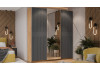 Шкаф-купе с 2 глухими и 1 зеркальной дверями «Оскар Хилтон» Ручка серебро, Дуб Крафт золотой, Графит матовый