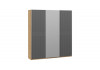 Шкаф-купе с 2 глухими и 1 зеркальной дверями «Оскар Хилтон» Ручка серебро, Дуб Крафт золотой, Графит матовый