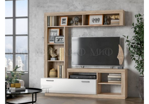 Гостиная Ангара (белый глянец/сонома)