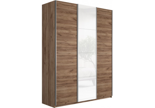 Шкаф-купе Прайм 3-х дверный (ЛДСП/Стекло белое/ЛДСП) Крафт табачный