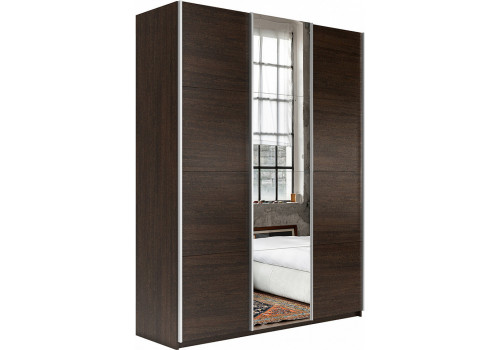 Шкаф-купе Прайм 3-х дверный (ЛДСП/Зеркало/ЛДСП) Венге