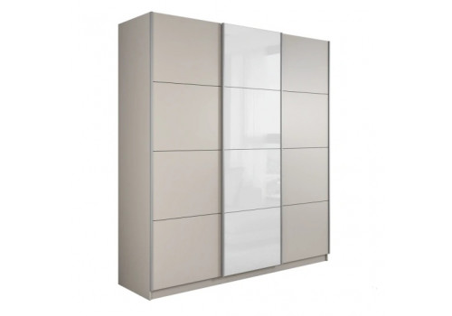 Шкаф-купе Прайм 3-х дверный (ЛДСП, Белое стекло)кашемир